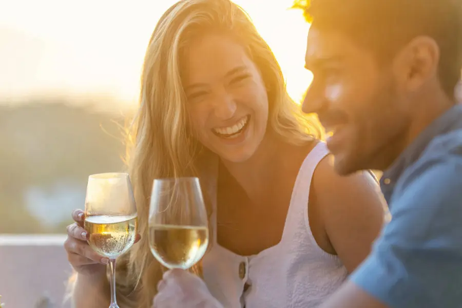 couples with a glass of drink