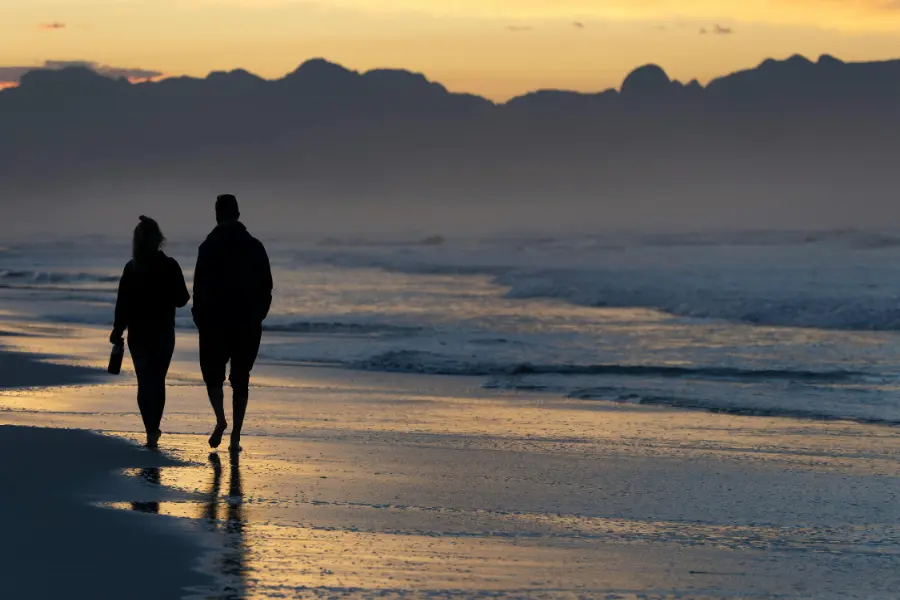 A couple walking at the beach