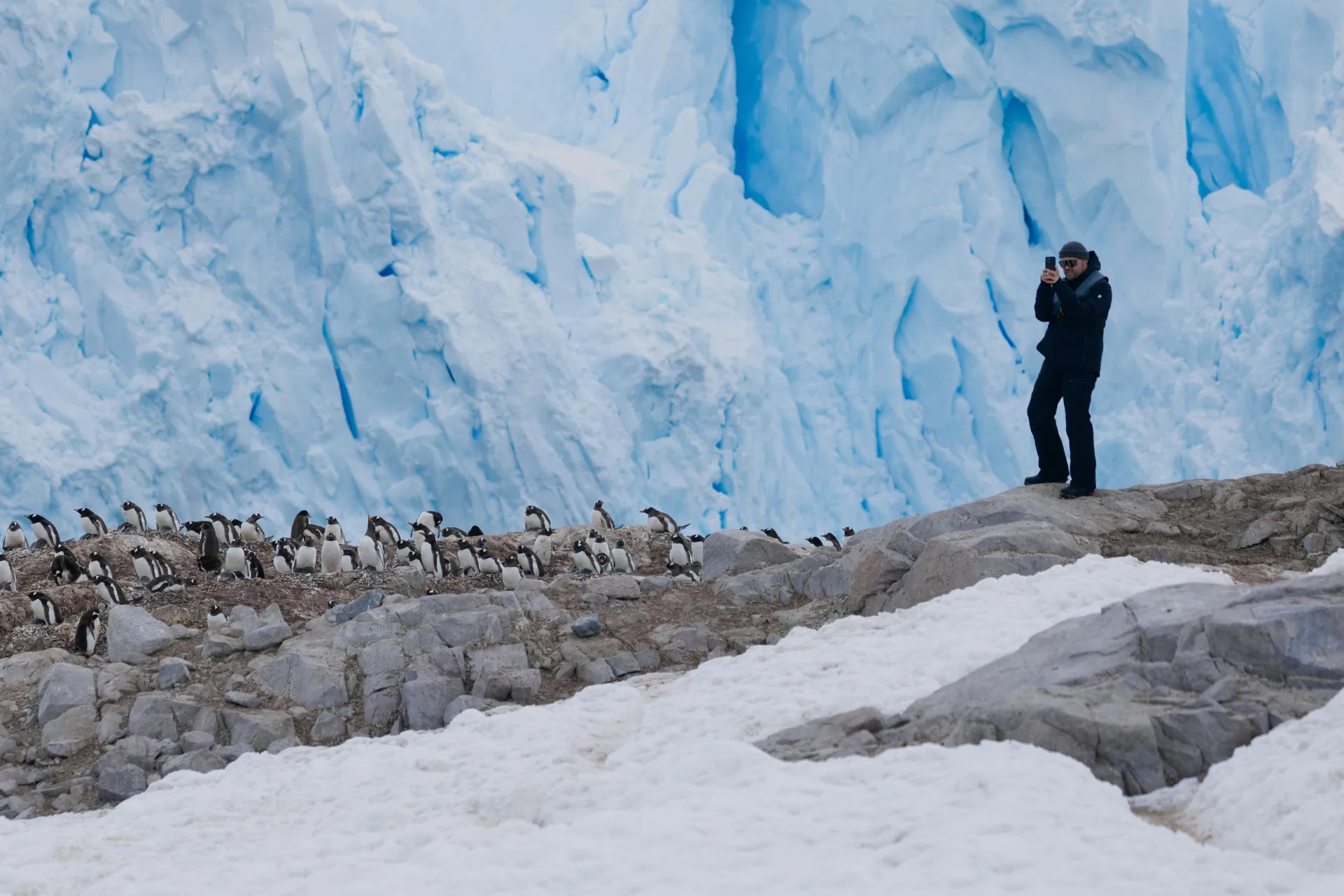 Guest taking pictures in Antarctica